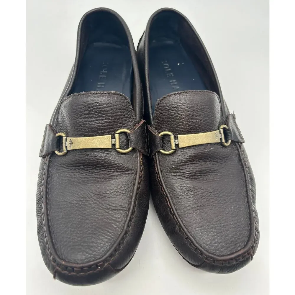 Cole Haan Pebbled Leather Driving Loafers Size 10.5 Preppy Classic Academia Moc